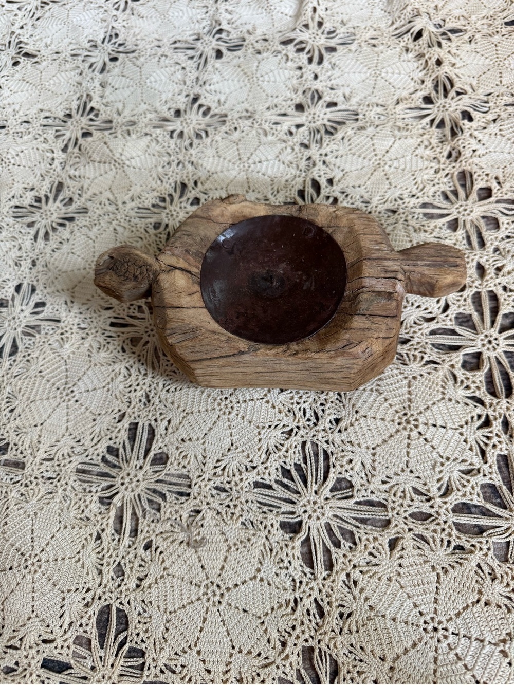 Vintage Primitive Wooden Candle Holder Rustic Farmhouse Decor